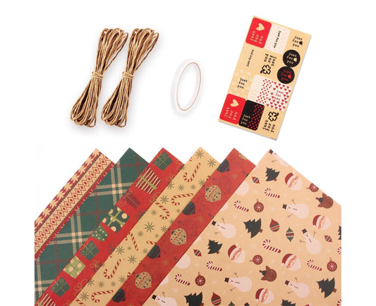 6Pcs Gift Wrapping Paper for Christmas V1263-JX-563