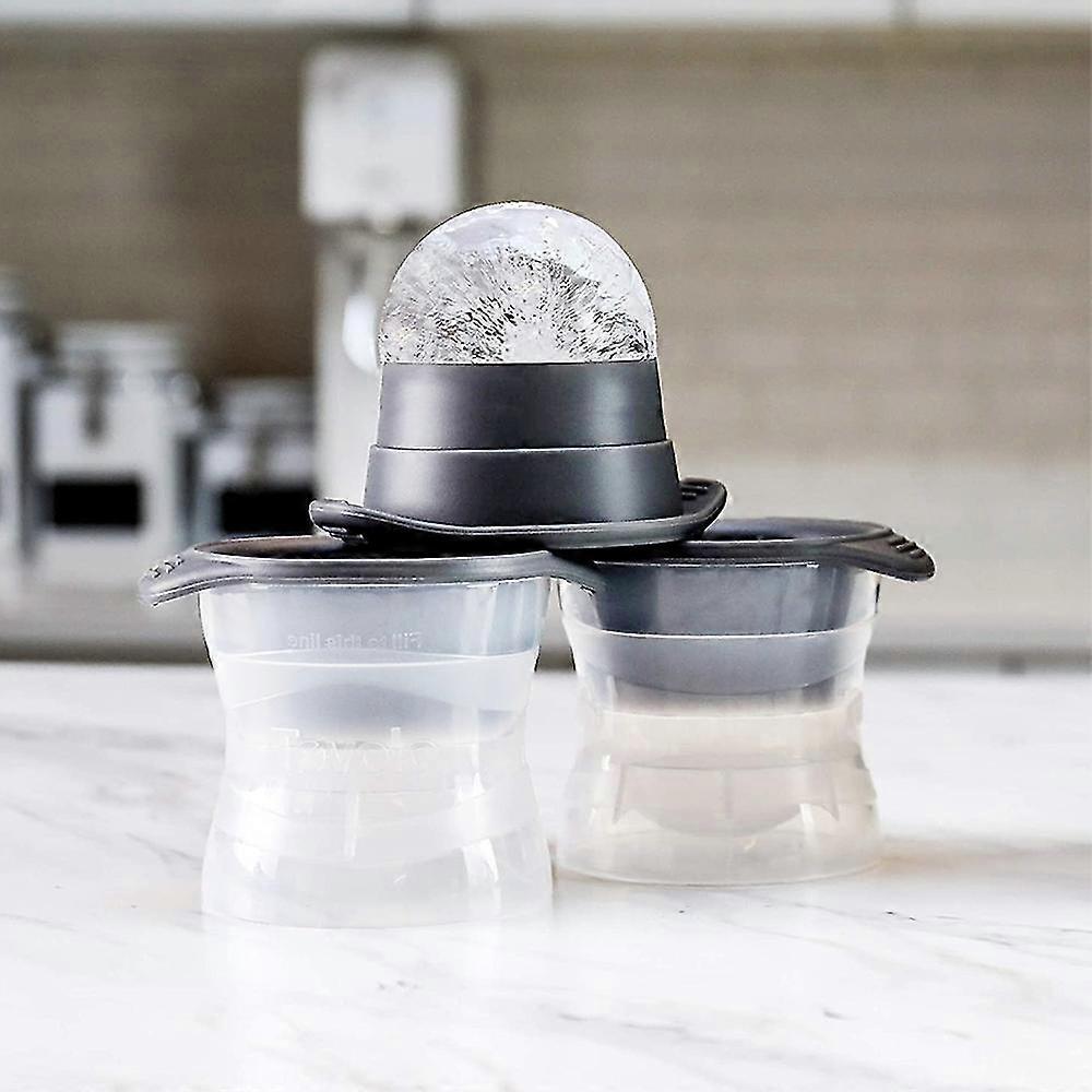 2Pcs Sphere Ice Cube Molds Large Silicone Ice Ball Maker Round Tray Set V1263-JX-5670