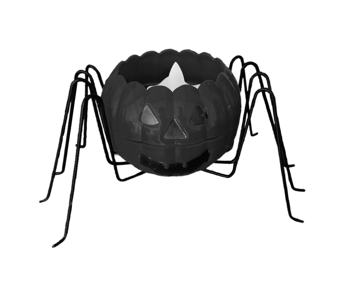 Eye-catching Candle Holder Spider Shape Iron Halloween Themed Candle Container for Home-Black V1263-JX-569