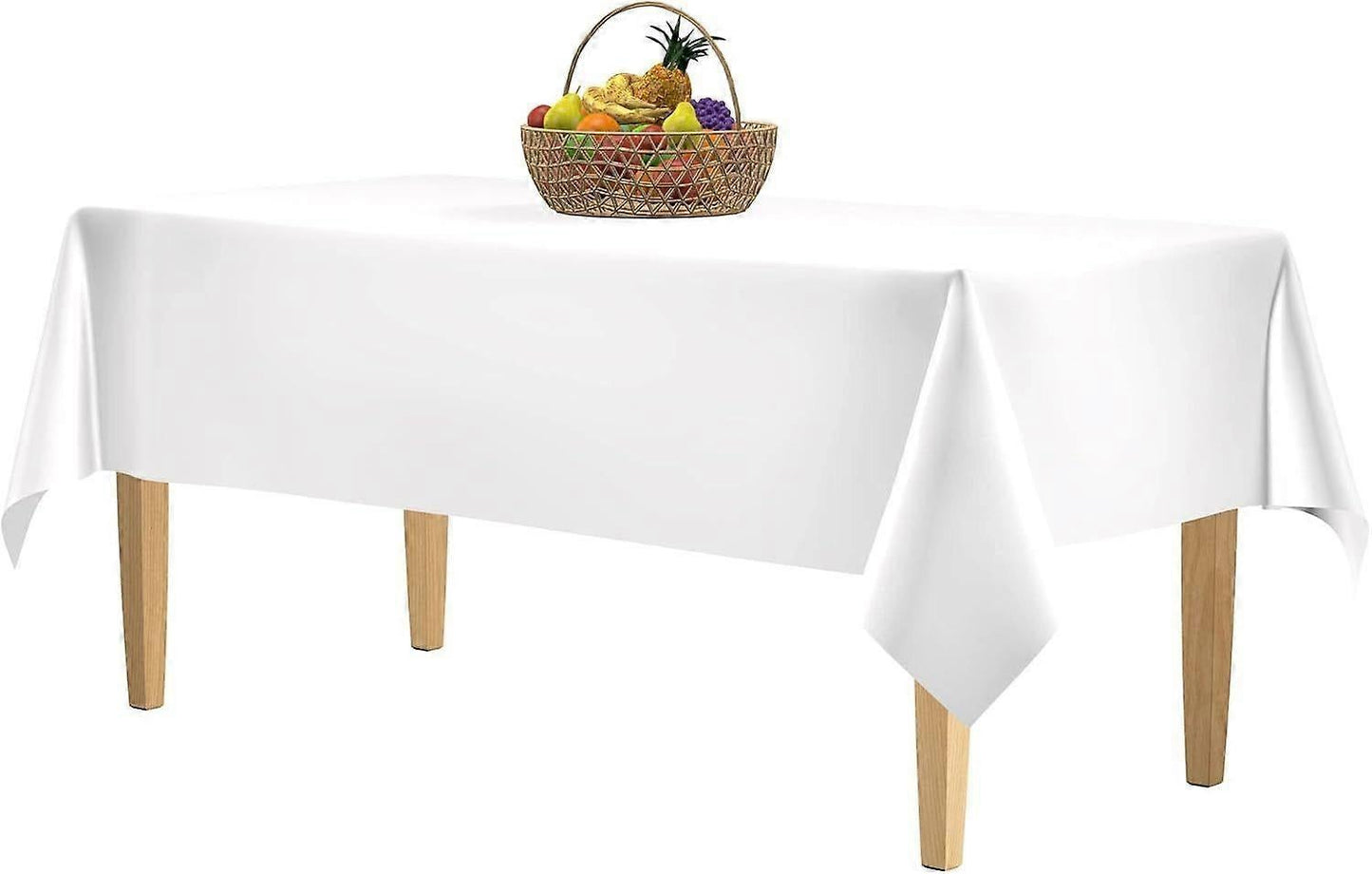 5 Pack Premium White Plastic Tablecloth - 108 x 54 in V1263-JX-5773
