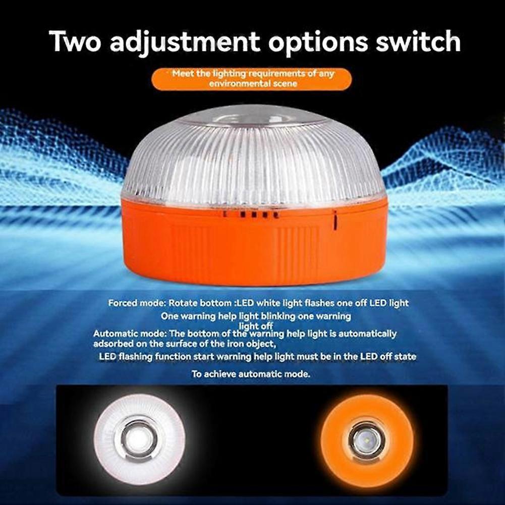V16 Emergency LED Warning Lights 3PCS, White & Yellow Traffic Security Lamp V1263-JX-5798