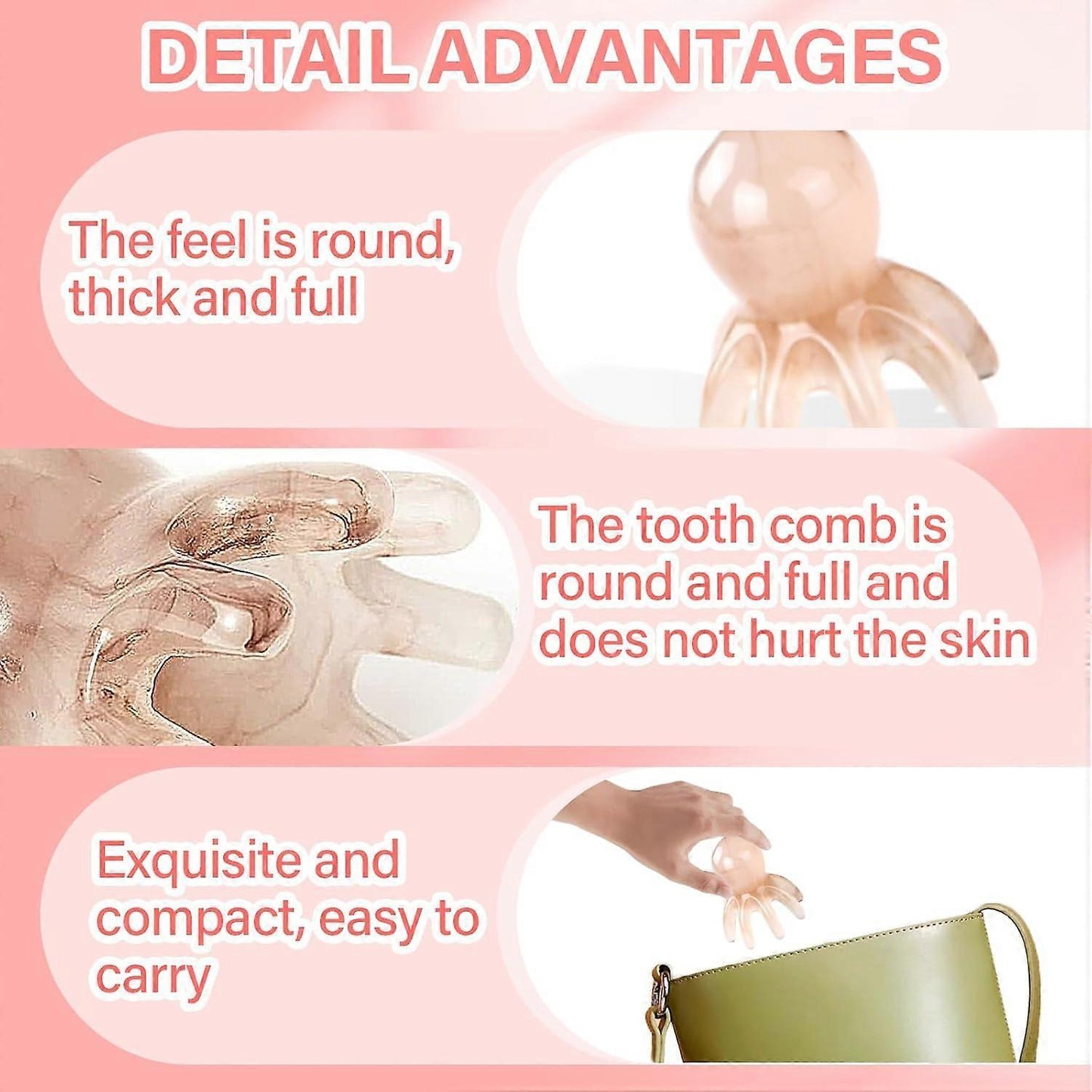 Resin Octopus-Style Scalp Guasha Massage Comb, Meridian Scraping Acupuncture SPA Tool V1263-JX-5868