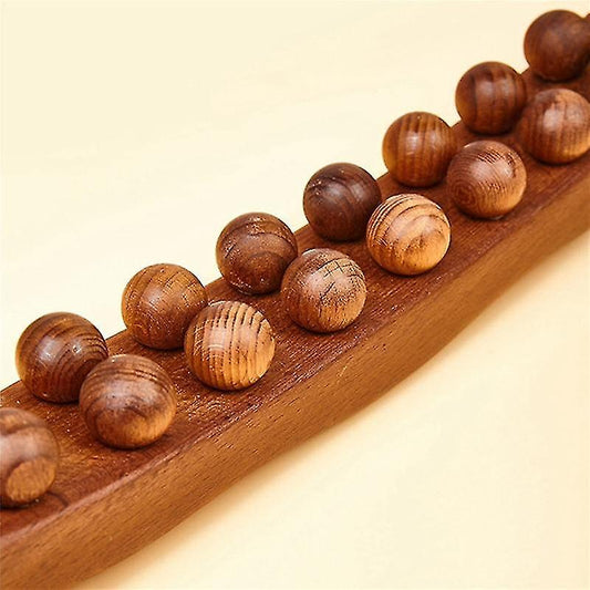 Wooden 20-Bead Guasha Scraping Stick, Body Meridian Massage Wand for Muscle Relief V1263-JX-5872