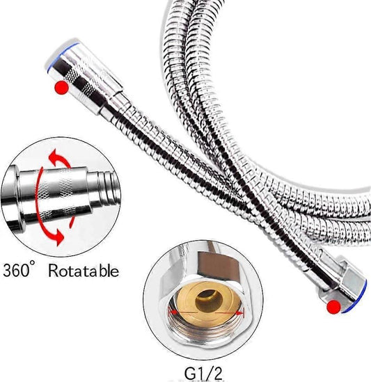2m Universal Expandable Shower Hose, Stainless Steel Anti-Elastic Shower Pipe V1263-JX-5889