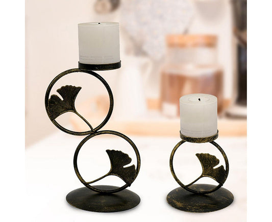 Nordic Retro Golden Candlestick Candle Holder Romantic Wedding Props Ornaments-Black L V1263-JX-591