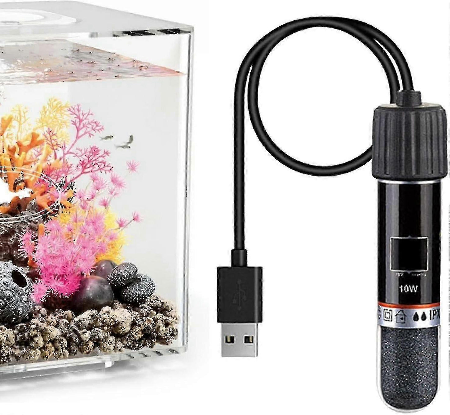 Mini USB Aquarium Warmer 10W Thermostat Rod Rechargeable Compact Heating Tool V1263-JX-5977