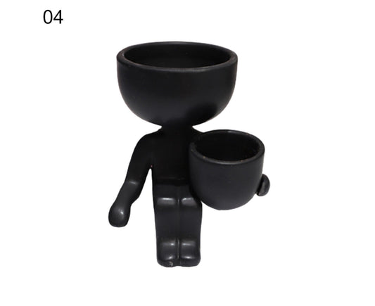 Glazed Flower Vase Simple Shatterproof Humanoid Design Flower Container Gardening Tools- 4 V1263-JX-601