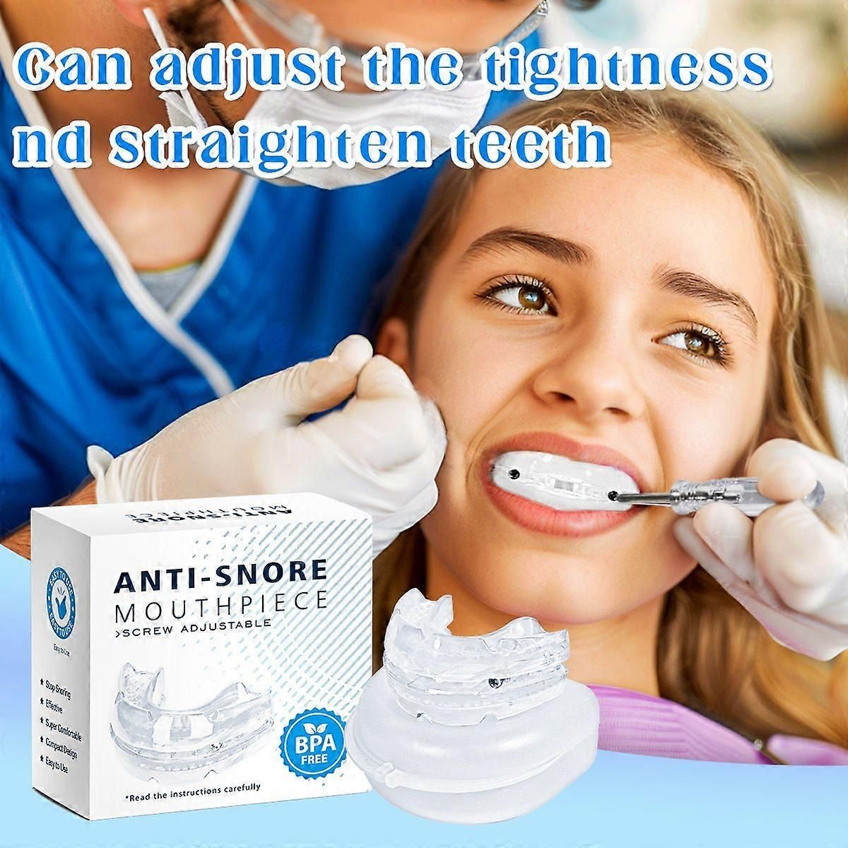 Adjustable Anti-Snoring Mouthpiece - Reduces Snoring, Food-Grade Silicone V1263-JX-6033