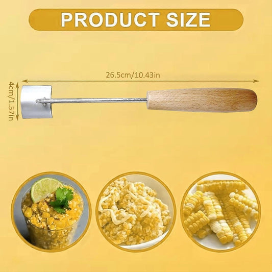 2PCS Stainless Steel Corn Stripper with Wooden Handle - Fast Kernel Removal V1263-JX-6043
