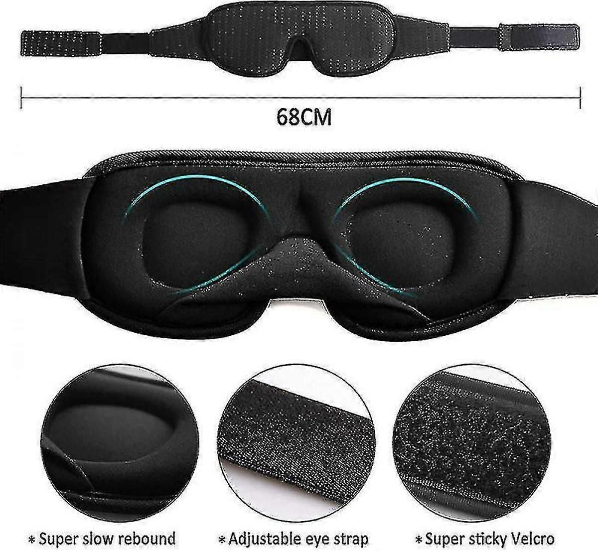 3D Light Blocking Sleep Mask - Padded, Sleep Aid, Memory Foam V1263-JX-6063