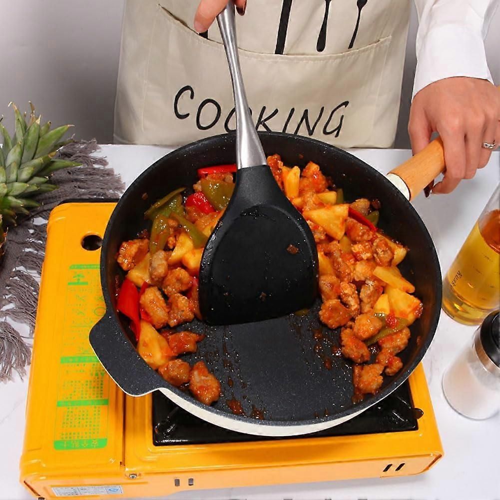 Reusable Kitchen Utensil Set - Non-Stick, Black, Stainless Steel & Silicone V1263-JX-6067