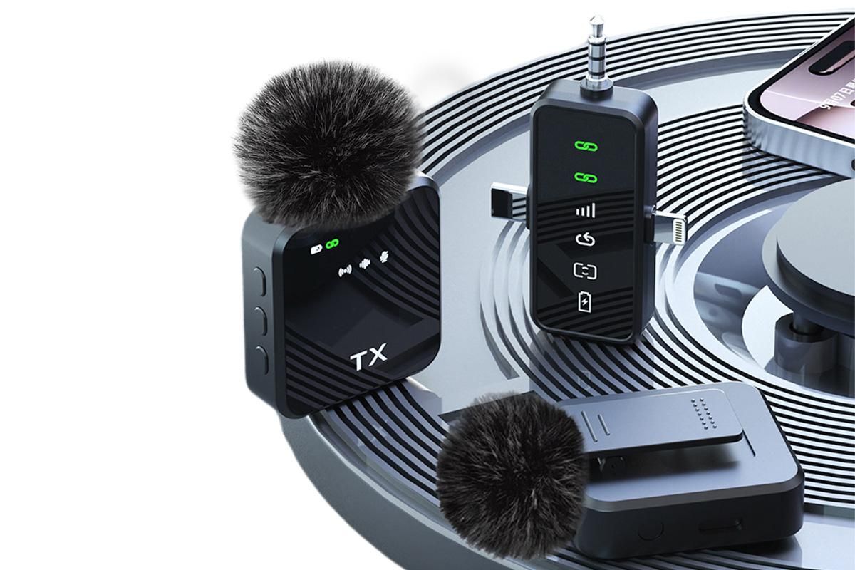 3 in 1 Microphone for iPhone/Android/Camera Mini Microphone ireless Lavalier Microphone for Record Interview V1263-JX-6107
