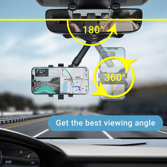 360 Rotatable and Retractable Car Phone Holder Multifunctional Rearview Mirror Phone Holder Universal Phone V1263-JX-6128