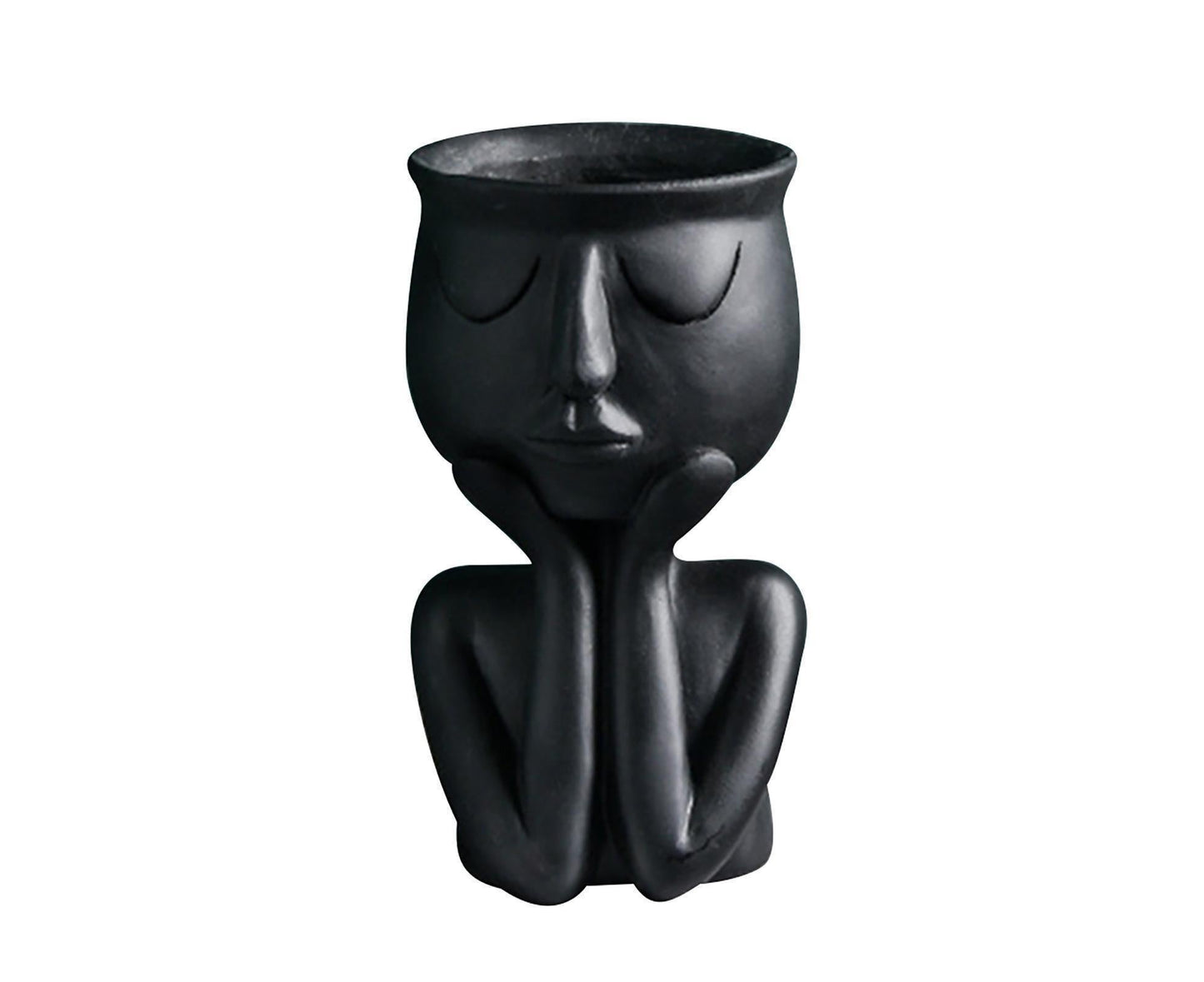 Human Think Face Ceramic Home Plants Flower Pot Vase Planter Tabletop Decoration-Red V1263-JX-615