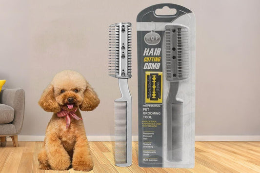 Two Sided Pet Grooming Comb with Razor for Dog Cat Fur Trimming and Thinning V1263-JX-6258