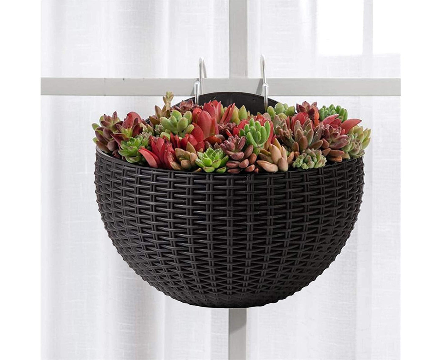 Flower Pot Exquisite Wall-mounted Plastic Wall Hanging Basket Flowerpot for Garden-Black V1263-JX-632