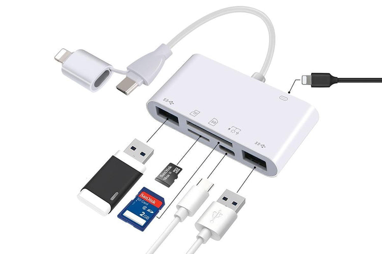 5 in 1 USB-C SD Card Reader USB-C to Memory Card OTG Adapter For iPhone iPad V1263-JX-6347