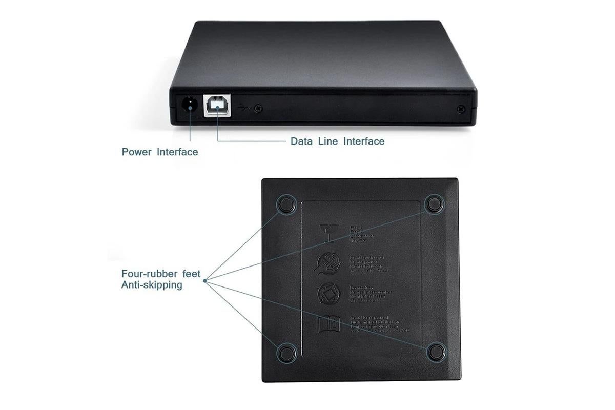 USB 2.0 Slim Protable External CD-RW Drive Writer Player for Laptop Notebook PC Desktop Computer -Black V1263-JX-6363-1