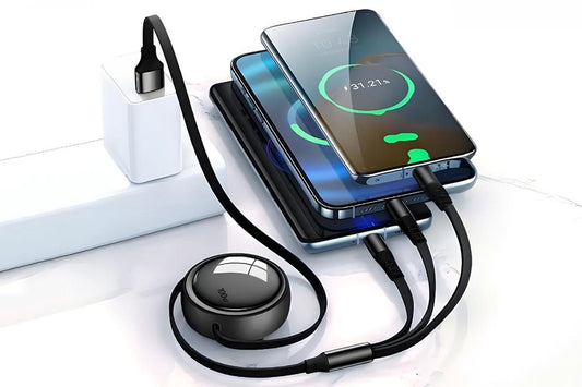 3 In 2 Retractable Multi Charging Cable Retracted USB C Cell Phone Charger V1263-JX-6403