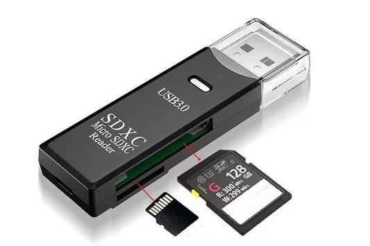 2 In 1 USB 3.0 Card Memory Reader High Speed SD SDHC SDXC Micro Writer Adapter - Black V1263-JX-6451-1