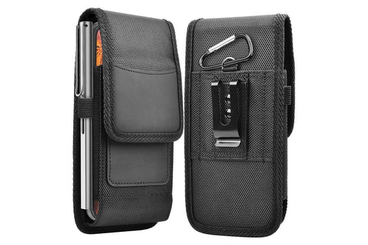 2Pcs Universal Black Oxford Cloth Phone Waist Pouch with Belt Clip and Card Holder Compatible with Most V1263-JX-6456-3