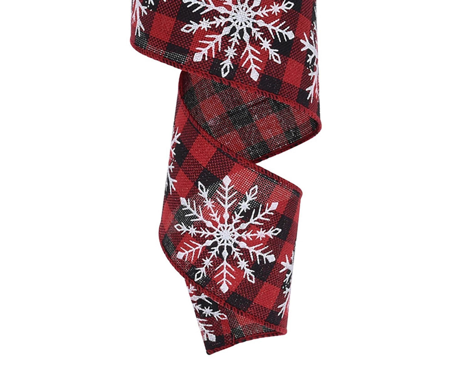 Imitation Flax Xmas Ribbon-Red Black 6cm V1263-JX-650
