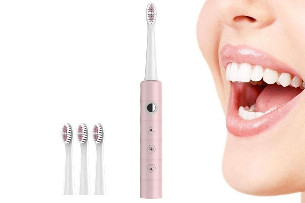 Electric Toothbrush for Adults Powerful Sonic Toothbrush 6 Modes with 4 Replacement Brush Heads - Black V1263-JX-6519-1