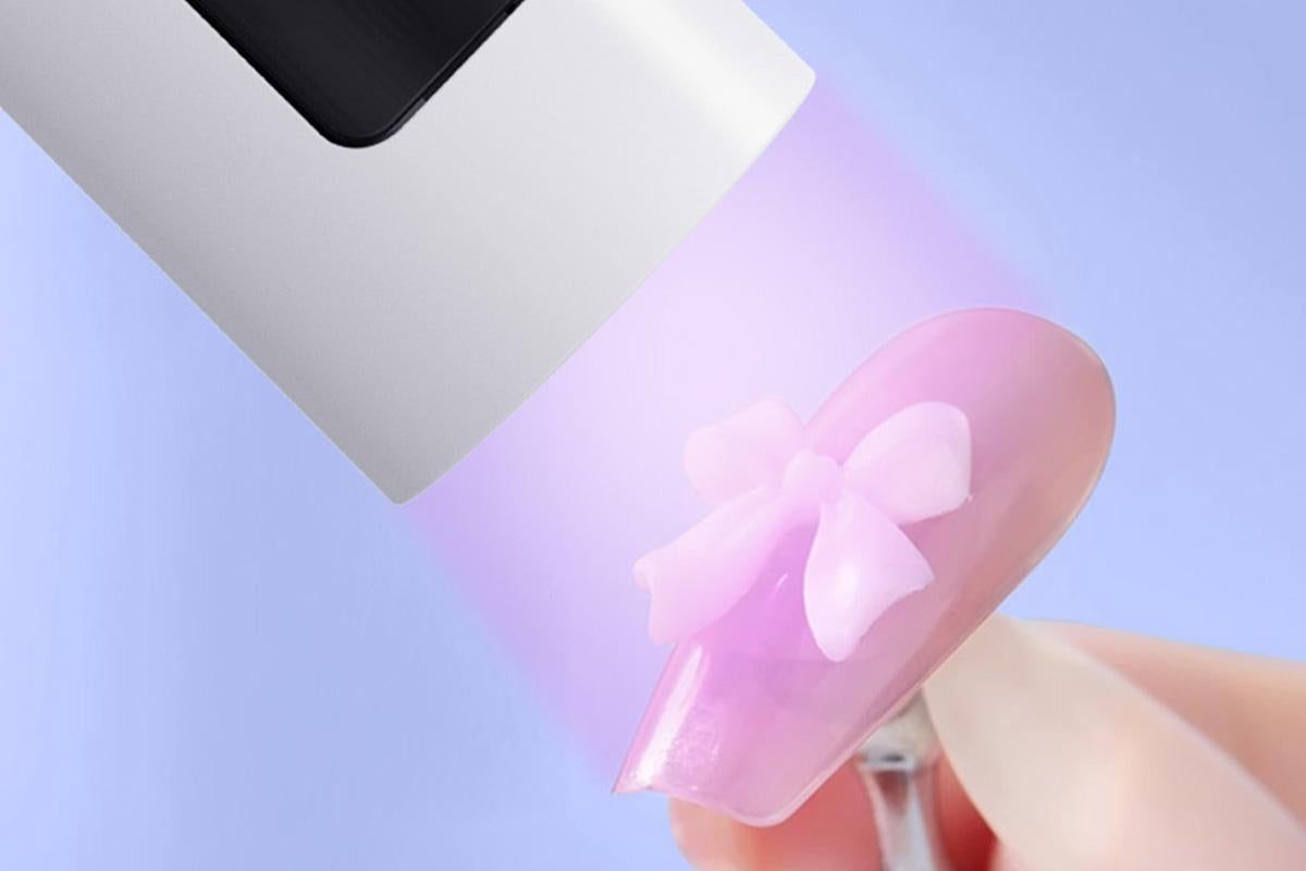 Portable Touch Nail Lamp - Cordless Mini LED Gel Curing UV Light with Timer - White V1263-JX-6601-1
