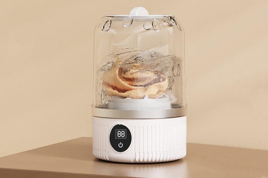 Portable Mini Washing Machine Rechargeable Small Clothes Washer for Travel Use - White V1263-JX-6694-1