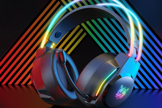 Gaming Headset with Mic Over Ear Headphone Lightweight Headphones with RGB Frame Gaming Headphones -Black V1263-JX-6700-1