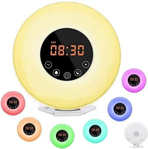 Wake-Up Light Alarm Clock Night Light Alarm Clock with Bluetooth Speaker Dimmable Colorful Light V1263-JX-6718