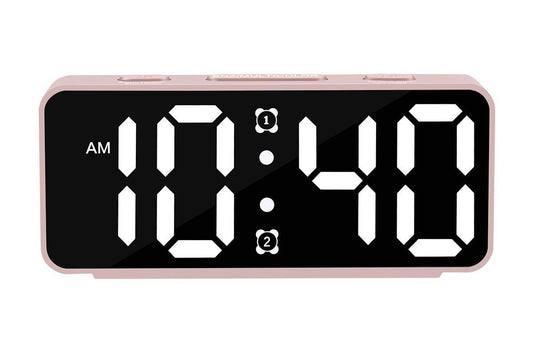 Small Digital Alarm Clock with 5 Dimmers and 5 Alarm Volumes for Bedrooms - Pink V1263-JX-6724-3