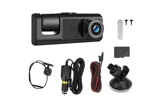 3 Channel Dash Cam Front and Rear Inside with 32GB SD Card 1080P Dash Camera Full HD 170 Degree Wide Angle V1263-JX-6763
