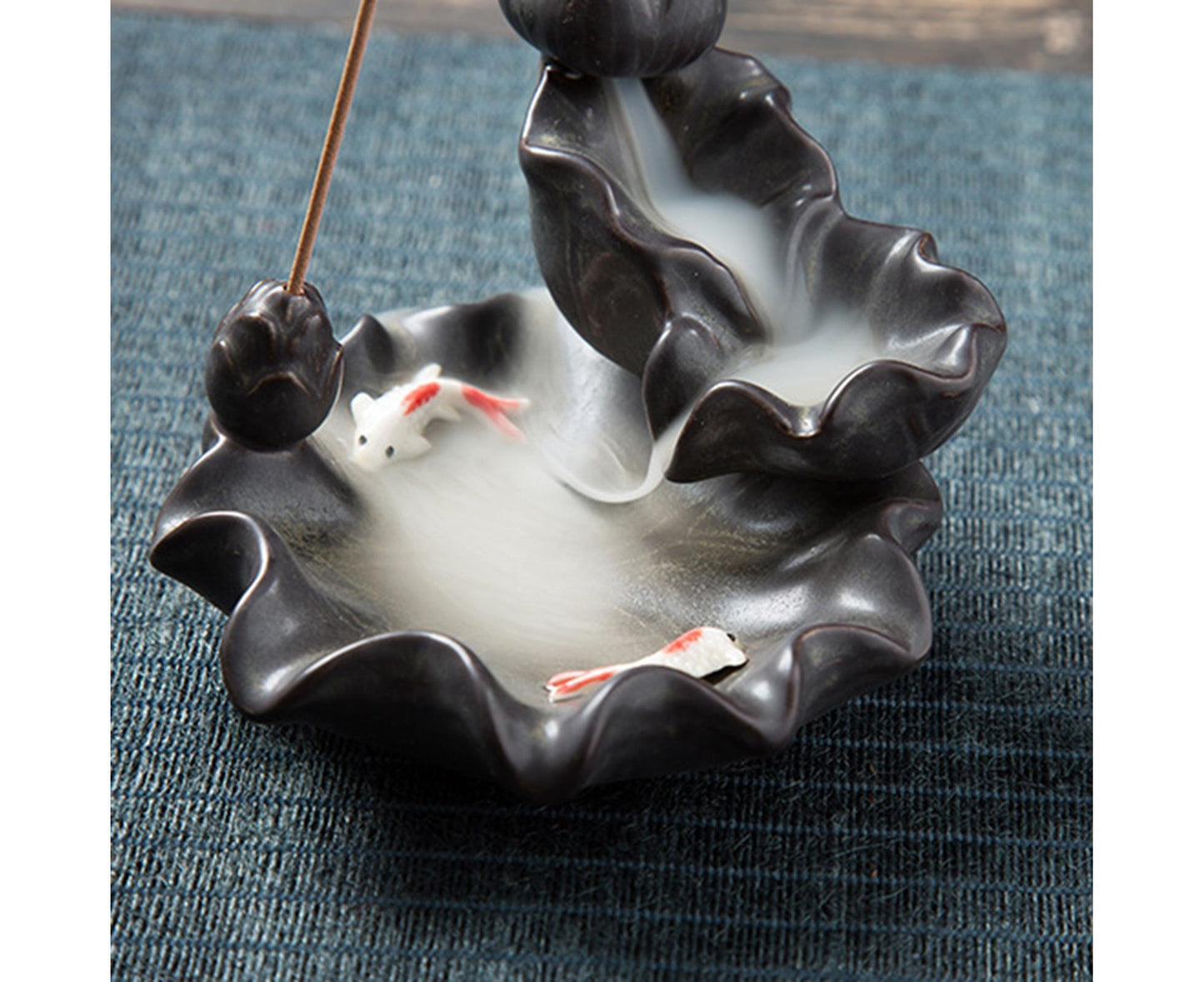 Teahouse Waterfall Lotus Backflow Incense Burner Ceramic Censer Home Decoration- C V1263-JX-680