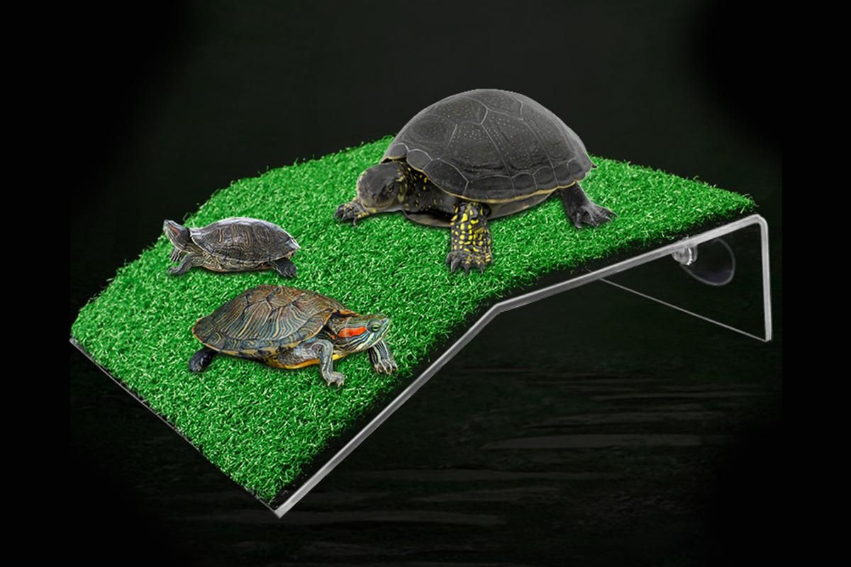 Turtle Basking Platform Simulation Grass Turtle Ramp for Fish Tank Aquarium - S V1263-JX-6803-1