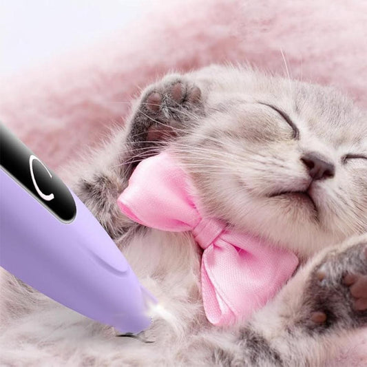 Cordless Pet Paw Trimmer with LED Light Rechargeable Grooming Tool for Dog Cat Purple V1263-JX-6819