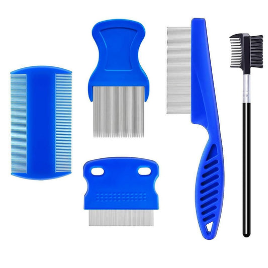5 Pcs Set Flea Lice Comb for Pets Stainless Steel Dog Cat Dematting Grooming Combs V1263-JX-6820
