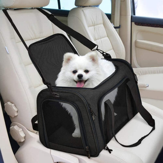 Foldable Travel Pet Carrier Bag Portable Cat Dog Kennel Bag Black - L V1263-JX-6848-2