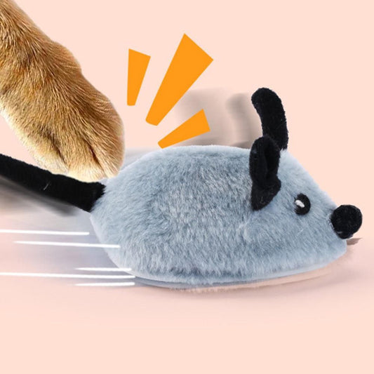 Squeaky Escaping Mouse Toy Light-up Auto Moving Rechargeable Interactive Cat Toy Grey V1263-JX-6897