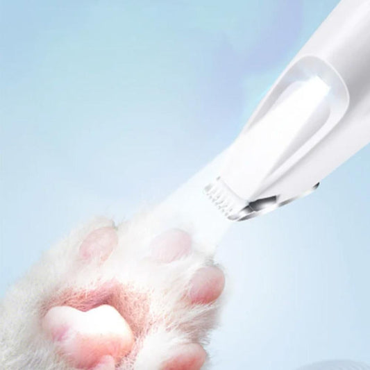 Dog Paw Trimmer with LED Light Rechargeable Pet Hair Clippers for Small Dogs Cats White V1263-JX-6921