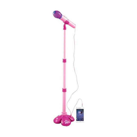 Karaoke Machine with 1 Mic Adjustable Stand Music Play Toy Pink V1263-JX-6954