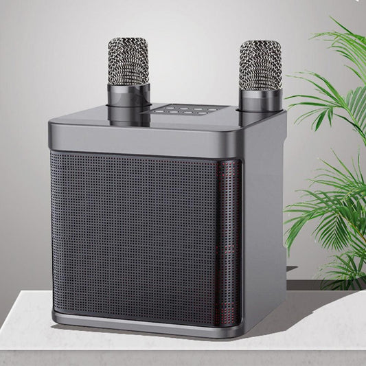 Portable Karaoke Machine with 2 Wireless Microphones Portable Bluetooth Speaker for Family Party Singing Black V1263-JX-6957