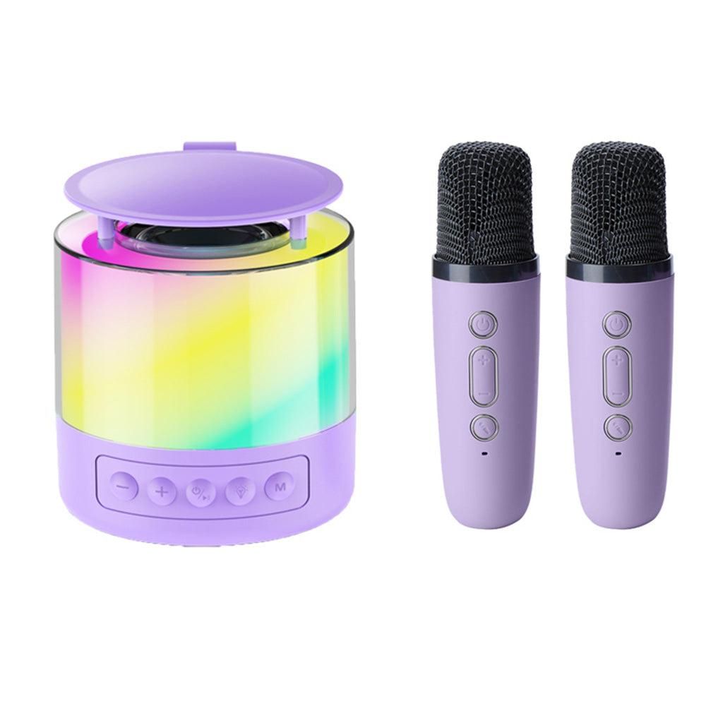 Bluetooth Karaoke Machine with 2 Wireless Microphones Mini Singing Speaker with Colorful Light Blue V1263-JX-6974-1