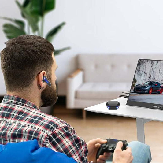 Wireless Bluetooth Gaming Earphones In-Ear Headsets with Breathing Light Black V1263-JX-7067