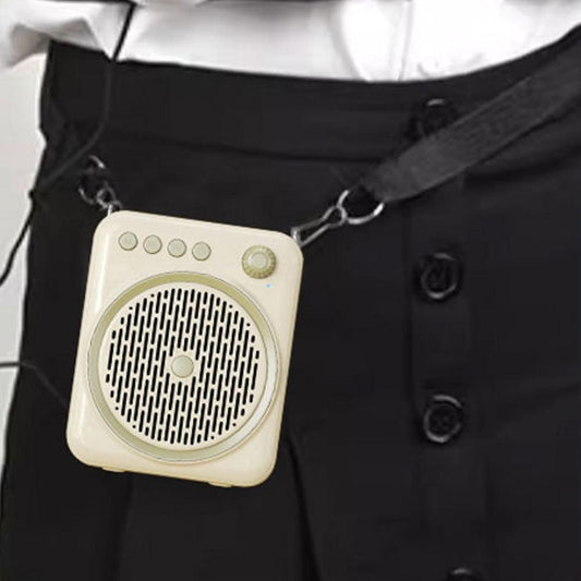 Portable Bluetooth Voice Amplifier Rechargeable Speaker with Wired Microphone Beige V1263-JX-7101
