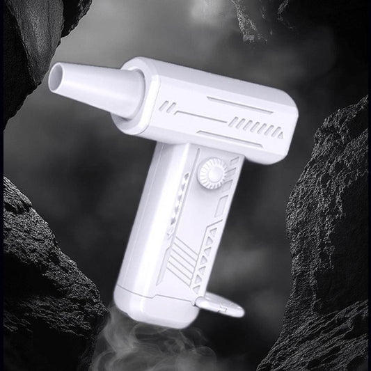 2-in-1 Electric Air Duster 130000 RPM Mini Blower with LED Light for Camping Home Car White V1263-JX-7126-1