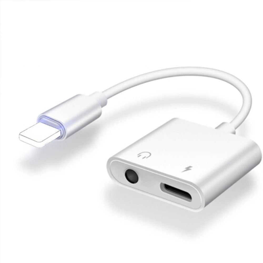 2-in-1 Lightning to 3.5mm Headphone Jack and Charger Adapter - For Apple Devices V1263-JX-7252