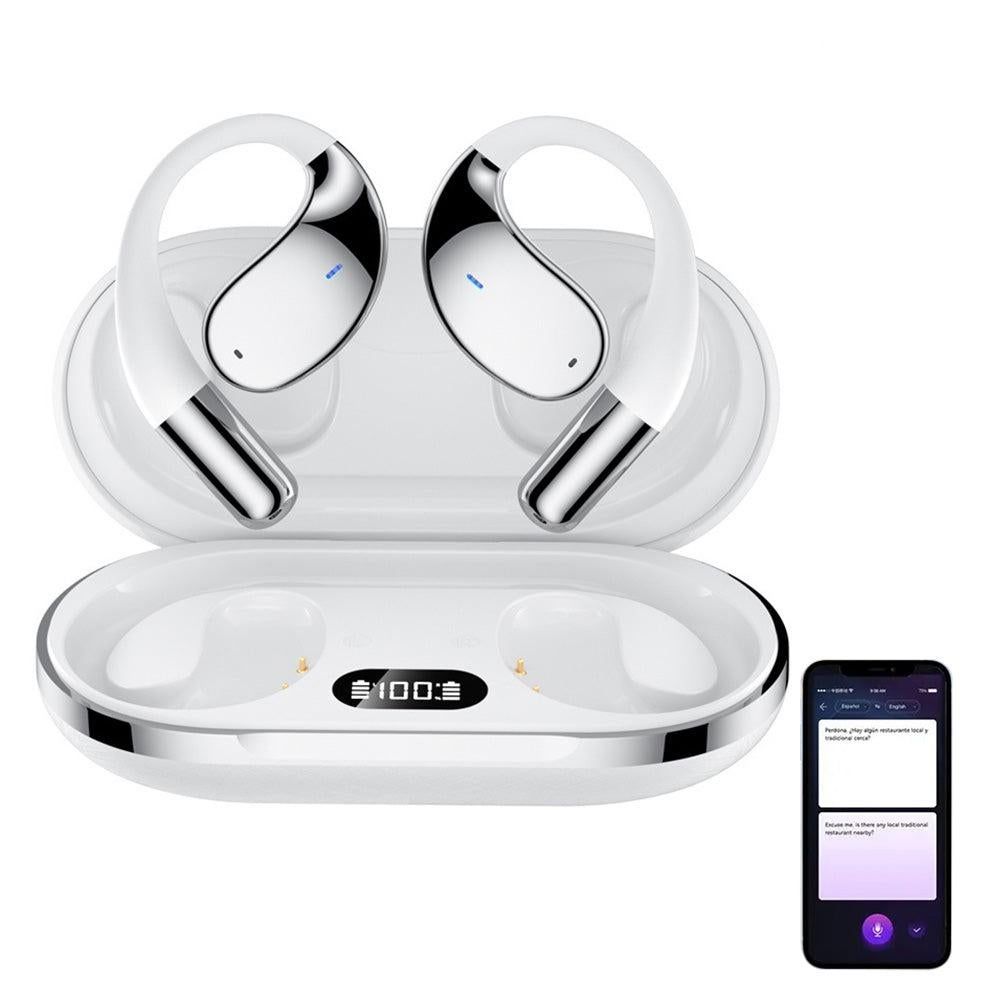 115-Language Wireless AI Translator Headphone Bluetooth Earbuds with Charging Case Black V1263-JX-7298-2