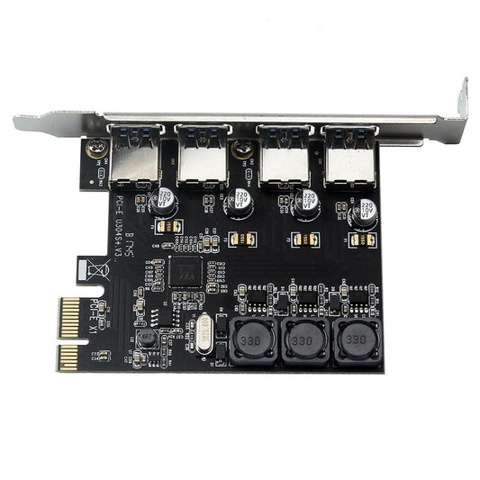 Four Ports USB 3.0 Super Fast 5Gbps PCI-E Expansion Card PCI Express Adapter Converter Card 6A Power Supply V1263-JX-7357