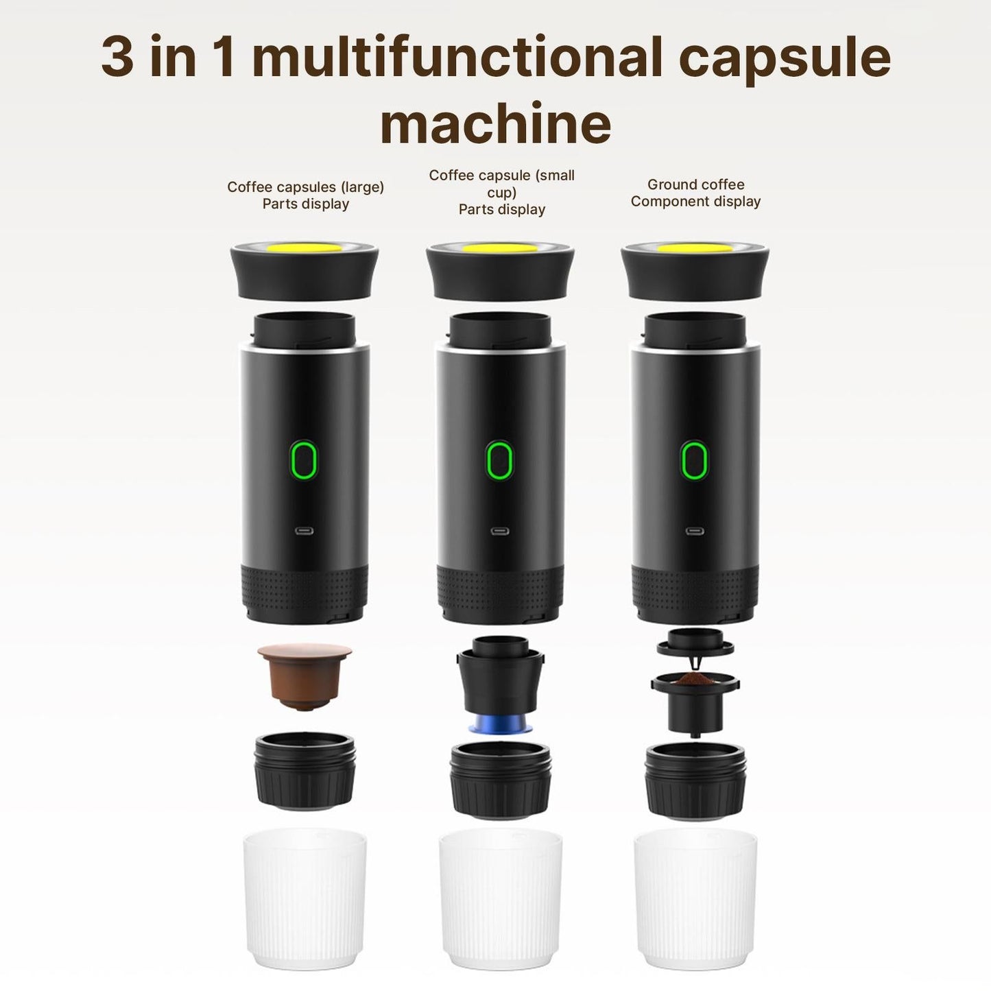Portable Coffee Machine For Car Home Travel 3 In 1 Cordless Electric Coffee Maker Work V1263-JX-7372